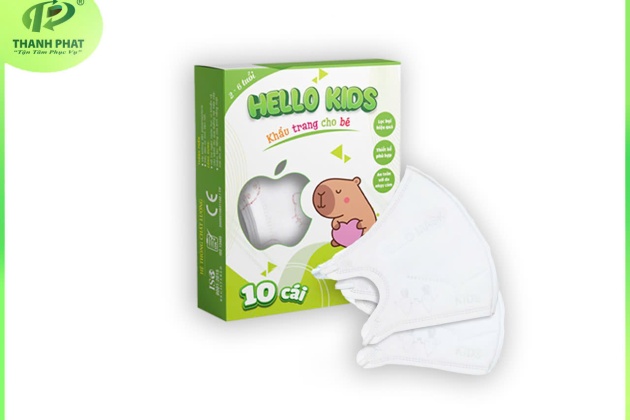 Khẩu Trang Em Bé Hello KIDS - 3D ( Màu Trắng - 10 Cái / Hộp )